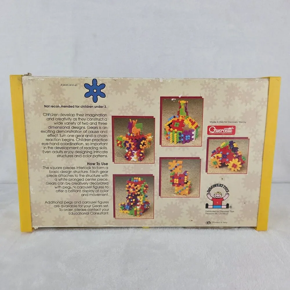 Vintage Discovery Toys Gears Go Round Building Set 97 Pieces w/ Original Box